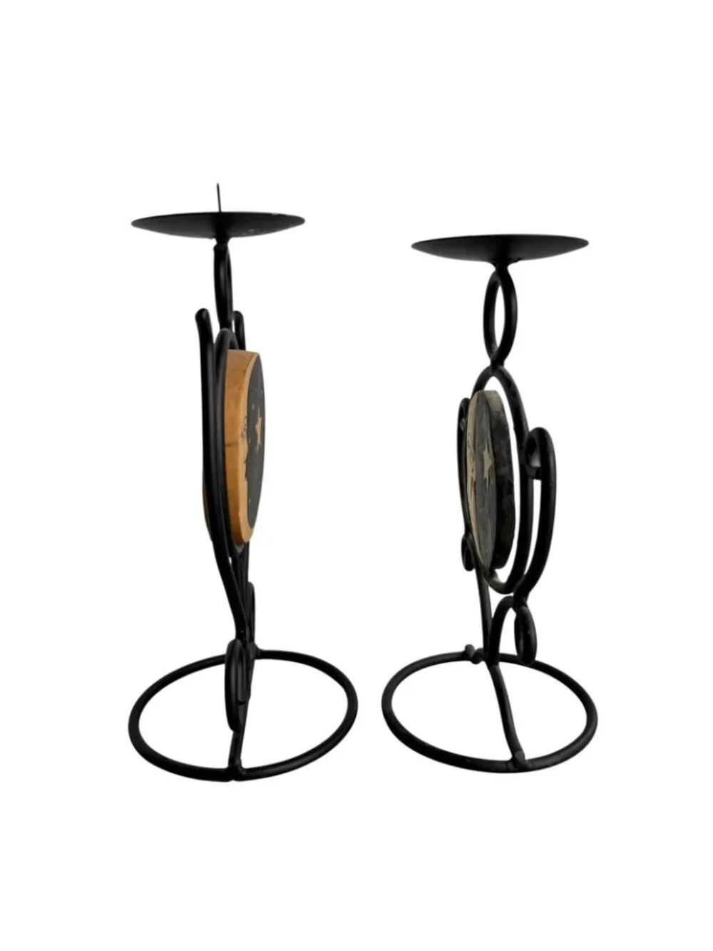 VTG 90s Celestial Candleholders Sun & Moon Reversible Swivel Whimsigoth 2-pc Set